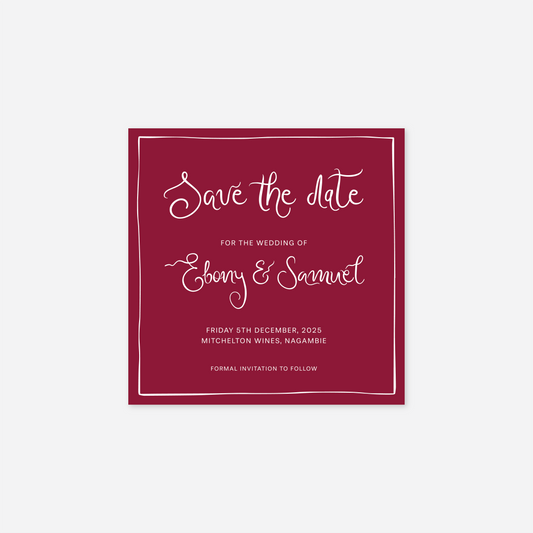 Whimsical save the date card wedding stationery in Sage — Just Hitched