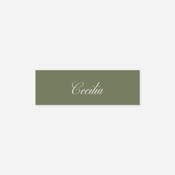 Classic wedding name card wedding stationery in Olive Green — Just Hitched