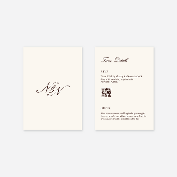 Heritage wedding details card wedding stationery in Ivory — Just Hitched