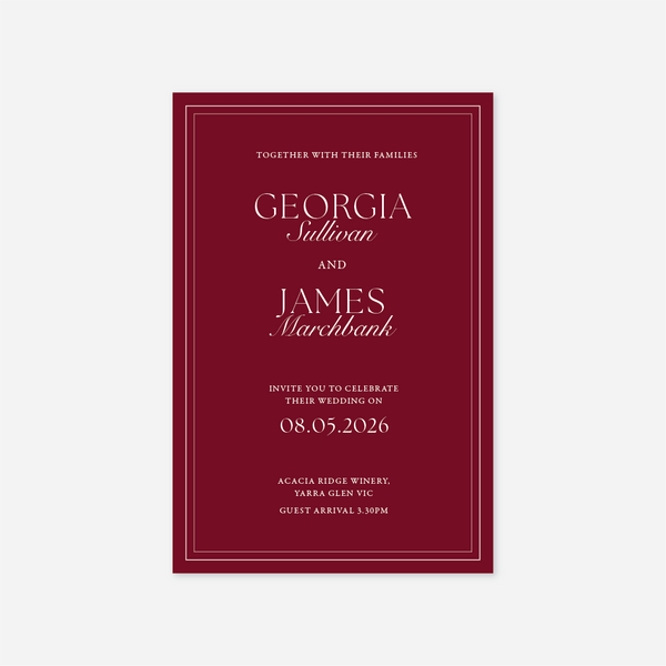 Romance wedding invitation wedding stationery in Cherry Red — Just Hitched