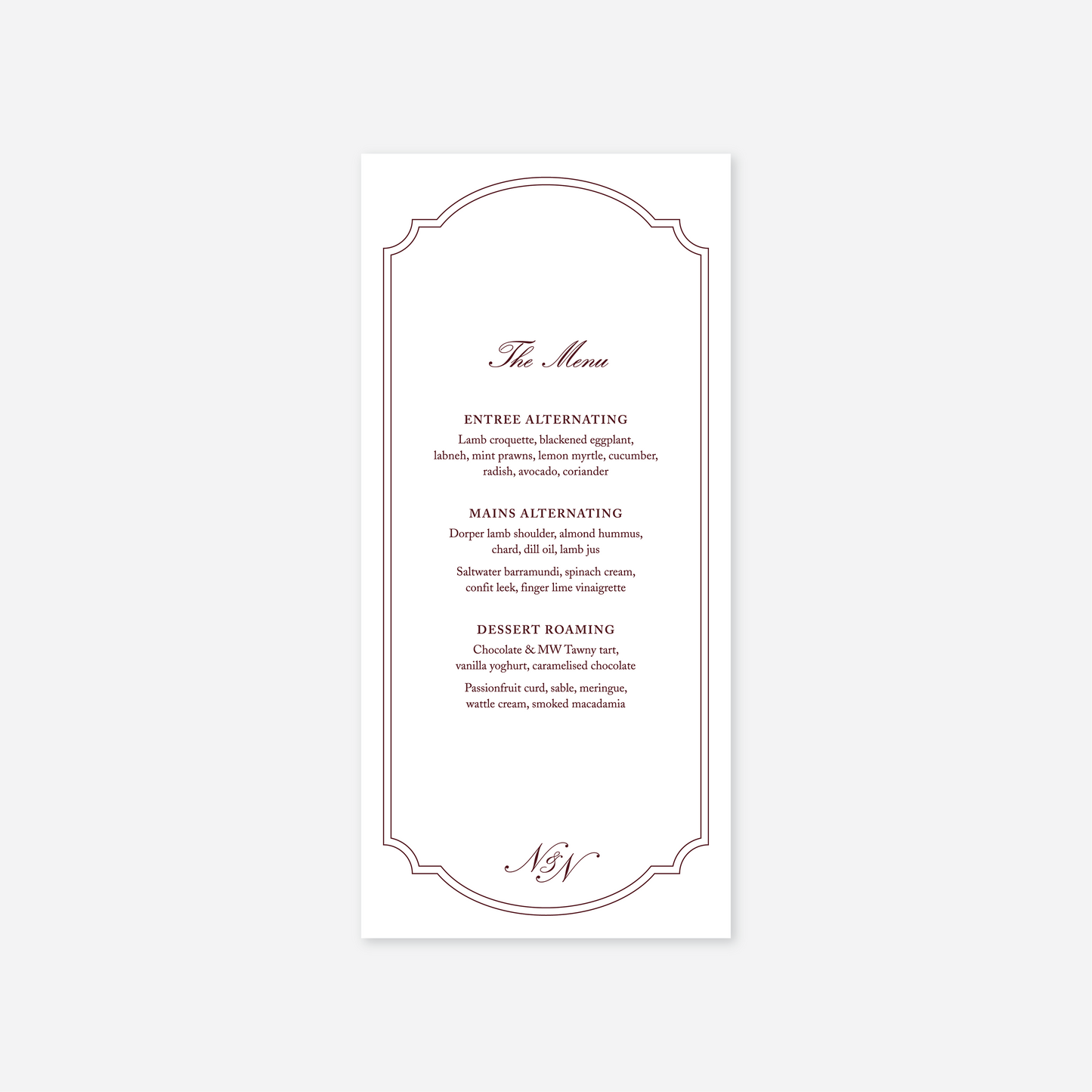 Heritage Menu