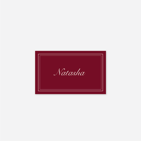 Romance wedding name card wedding stationery in Cherry Red — Just Hitched