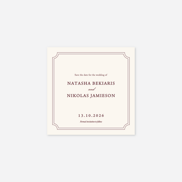 Heritage save the date card wedding stationery in Ivory — Just Hitched