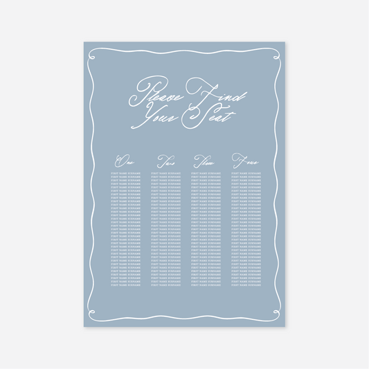 Elegance wedding seating chart wedding stationery in Blue — Just Hitched