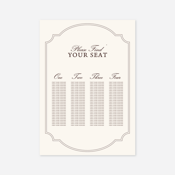 Heritage wedding seating chart wedding stationery in Ivory — Just Hitched