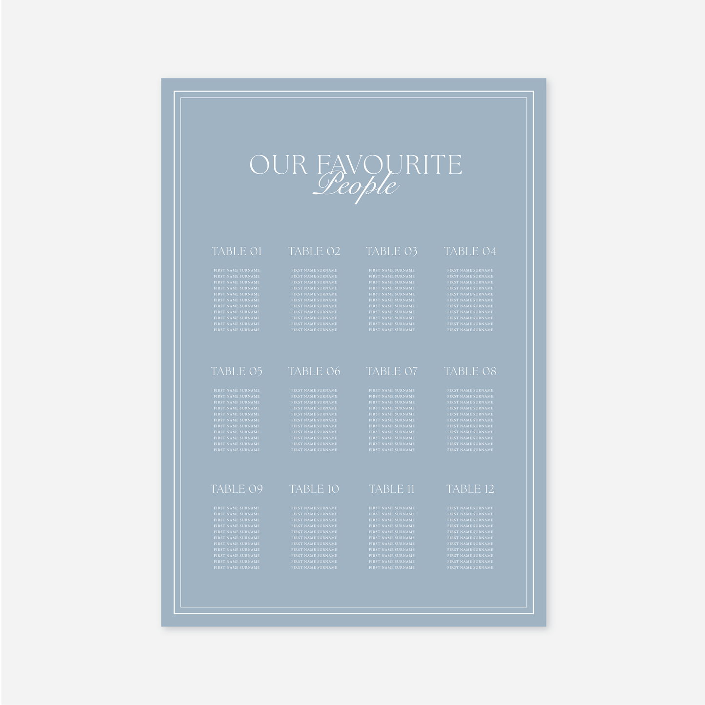 Romance Seating Chart