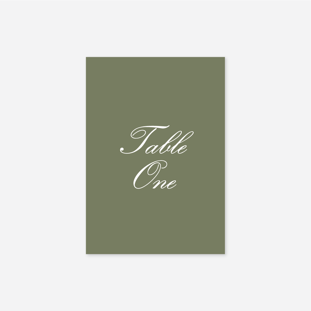 Classic wedding table number wedding stationery in Sage — Just Hitched