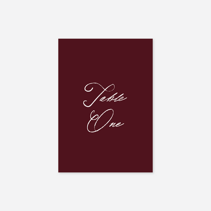 Elegance wedding table number wedding stationery in Burgundy — Just Hitched
