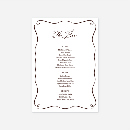 Elegance wedding bar menu wedding stationery in White — Just Hitched