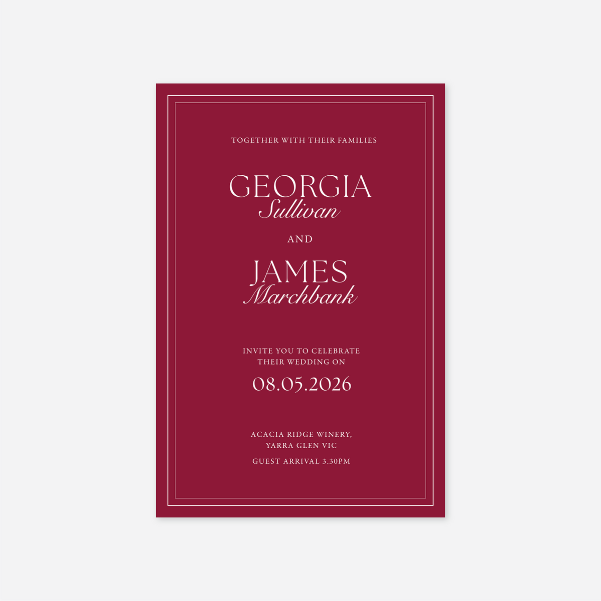 Romance wedding invitation wedding stationery in Cherry Red — Just Hitched