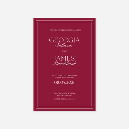 Romance wedding invitation wedding stationery in Cherry Red — Just Hitched
