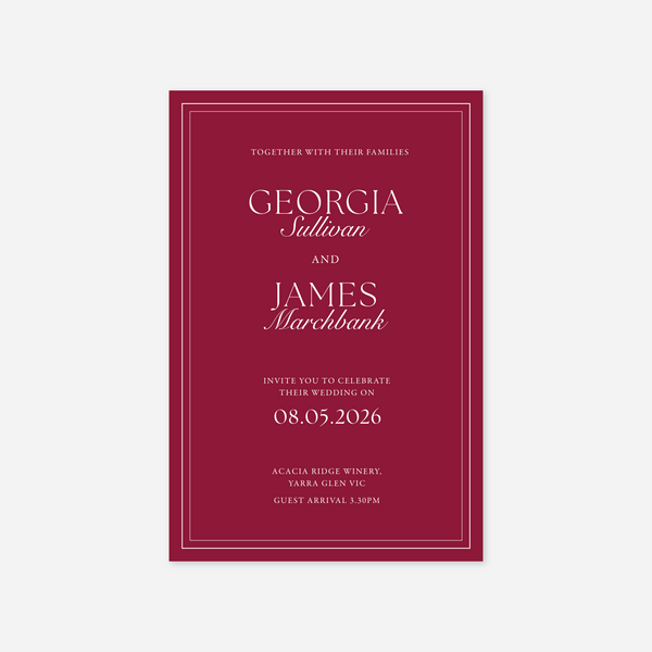 Romance wedding invitation wedding stationery in Cherry Red — Just Hitched
