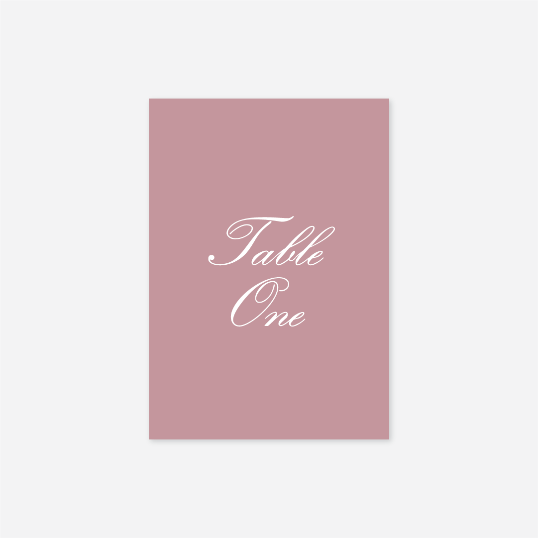 Classic wedding table number wedding stationery in Rose — Just Hitched