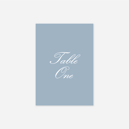 Classic wedding table number wedding stationery in Blue — Just Hitched