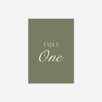 Romance wedding table number wedding stationery in Sage — Just Hitched