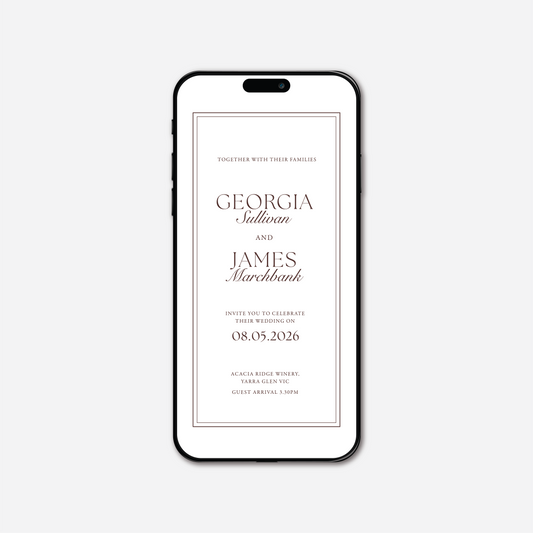 Digital wedding invitation (Romance-style) in White — Just Hitched