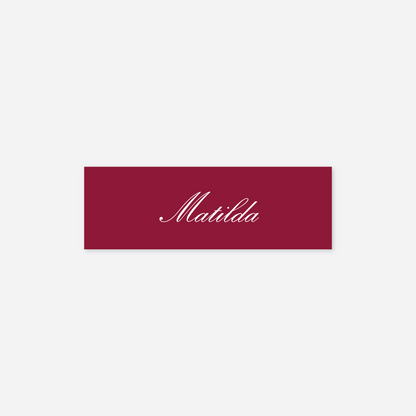 Heritage wedding name card wedding stationery in Cherry Red — Just Hitched