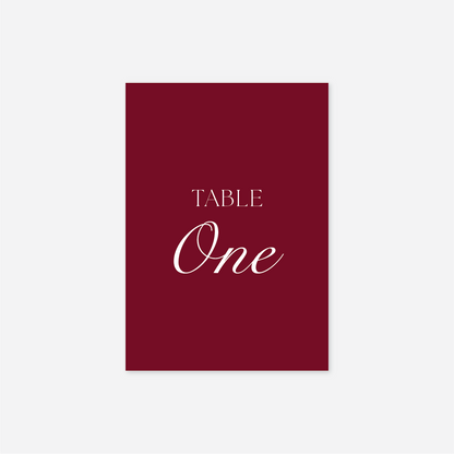 Romance wedding table number wedding stationery in Cherry — Just Hitched
