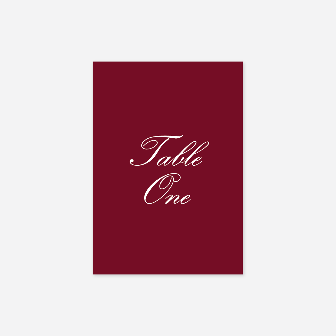 Classic wedding table number wedding stationery in Cherry — Just Hitched