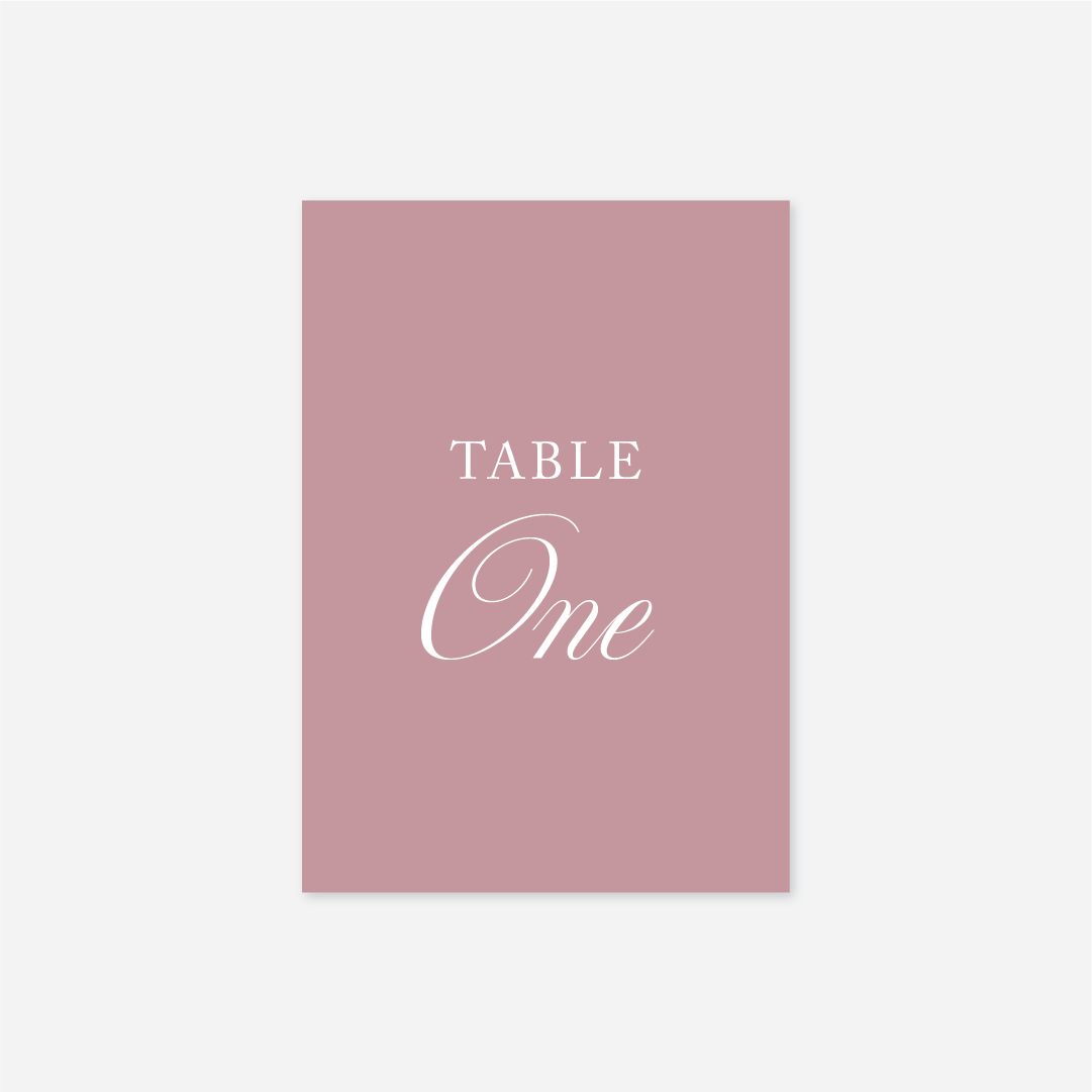 Heritage wedding table number wedding stationery in Rose — Just Hitched