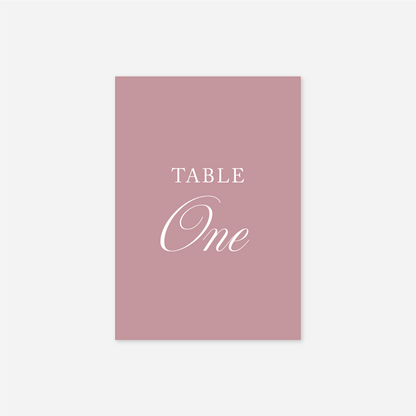 Heritage wedding table number wedding stationery in Rose — Just Hitched