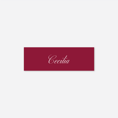 Classic wedding name card wedding stationery in Cherry Red — Just Hitched