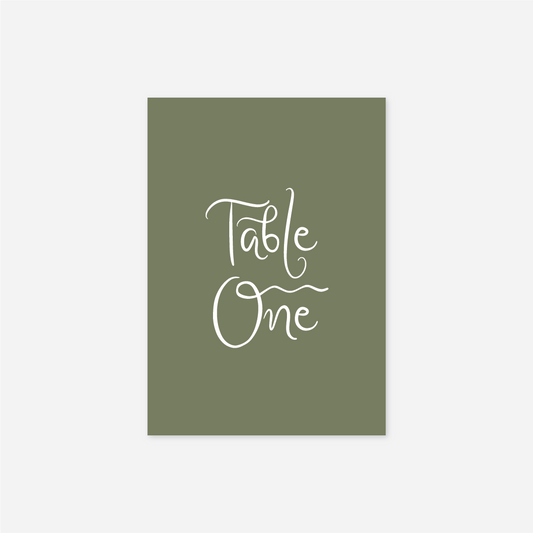 Whimsical wedding table number wedding stationery in Sage — Just Hitched