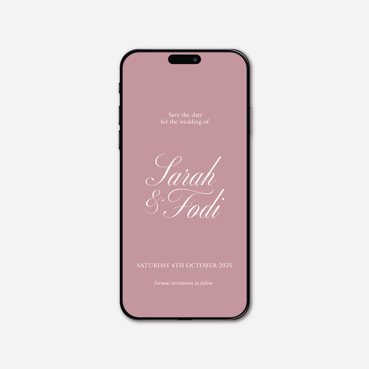 Digital save the date card (Classic-style) in Dusty Rose — Just Hitched