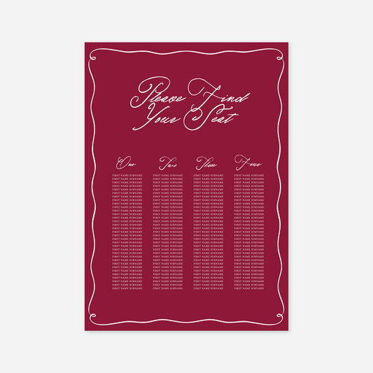 Elegance wedding seating chart wedding stationery in Blue — Just Hitched