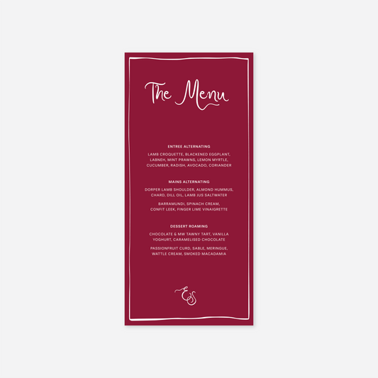 Whimsical wedding menu card wedding stationery in Sage — Just Hitched