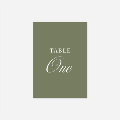 Heritage wedding table number wedding stationery in Sage — Just Hitched