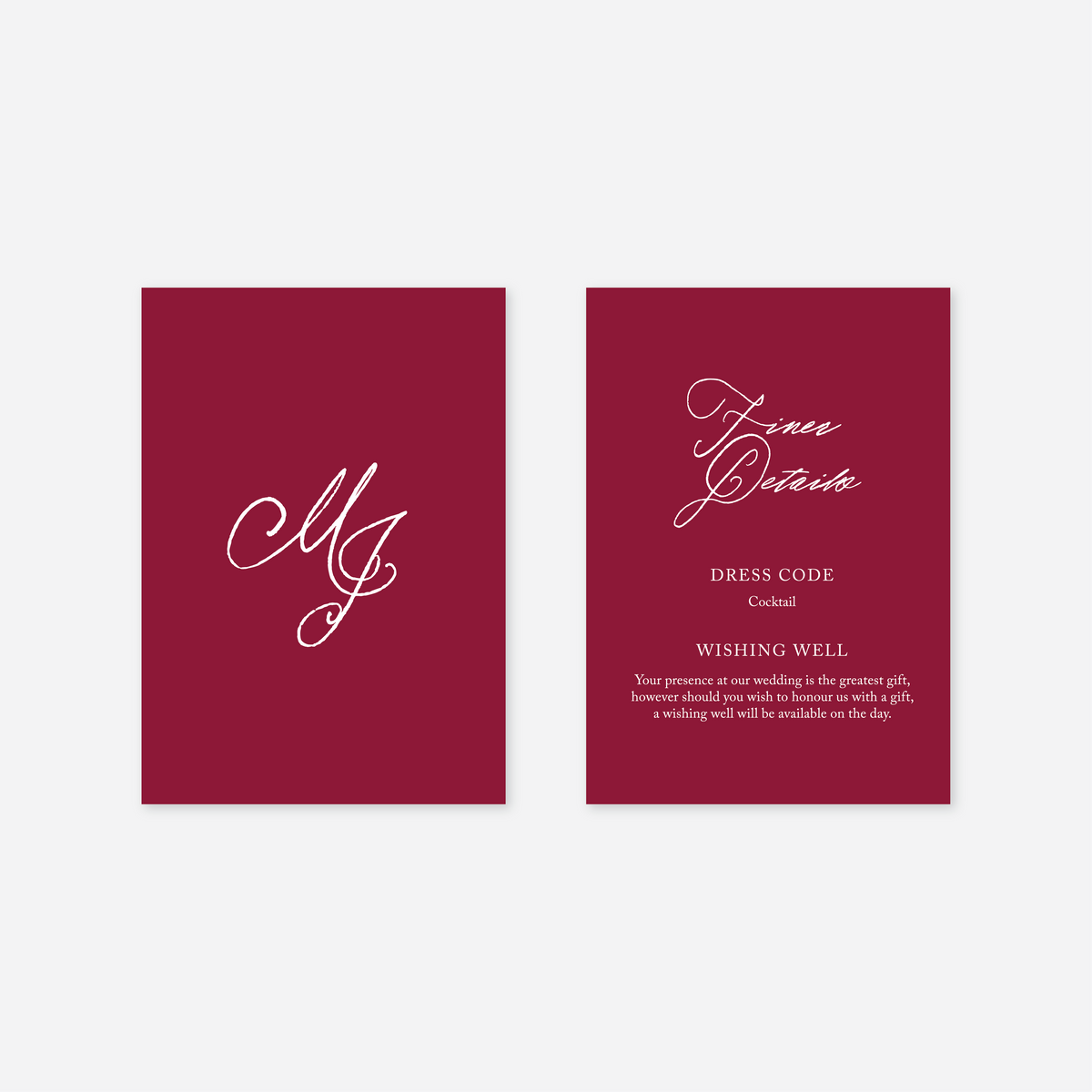 Elegance wedding details card wedding stationery in Cherry Red — Just Hitched
