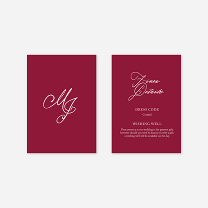 Elegance wedding details card wedding stationery in Cherry Red — Just Hitched