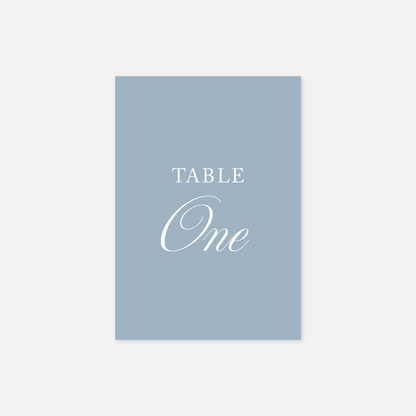 Heritage wedding table number wedding stationery in Blue — Just Hitched