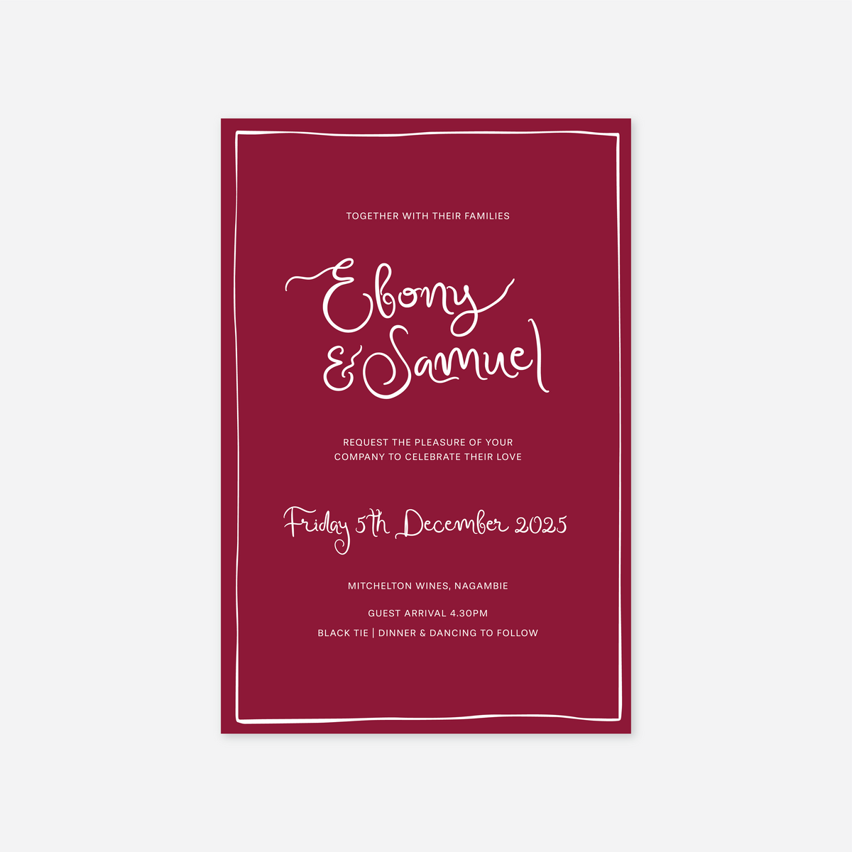 Whimsical wedding invitation wedding stationery in Cherry Red — Just Hitched