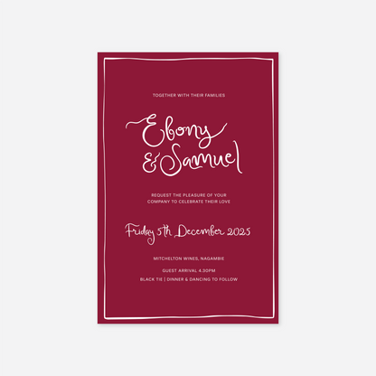 Whimsical wedding invitation wedding stationery in Cherry Red — Just Hitched