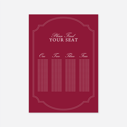 Heritage wedding welcome sign wedding stationery in Cherry Red — Just Hitched