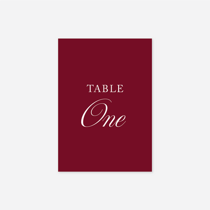 Heritage wedding table number wedding stationery in Cherry — Just Hitched