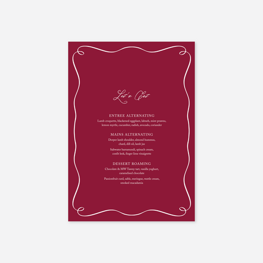 Elegance wedding menu card wedding stationery in Blue — Just Hitched