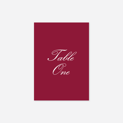 Heritage wedding table number wedding stationery in Cherry — Just Hitched