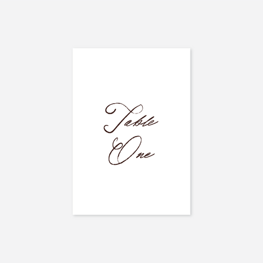 Elegance wedding table number wedding stationery in Chocolate — Just Hitched