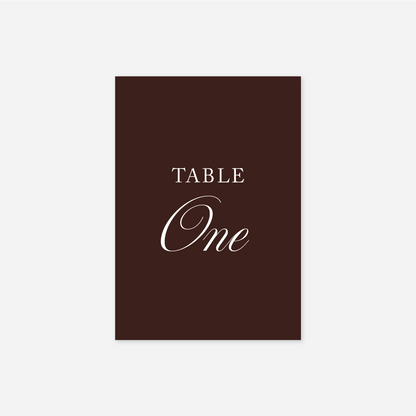Heritage wedding table number wedding stationery in Chocolate — Just Hitched