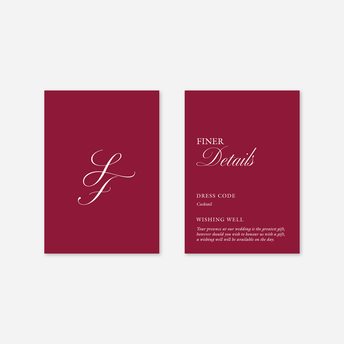 Classic wedding details card wedding stationery in Cherry Red — Just Hitched