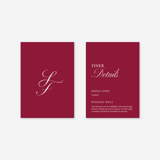 Classic wedding details card wedding stationery in White — Just Hitched