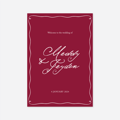 Elegance wedding welcome sign wedding stationery in Cherry Red — Just Hitched