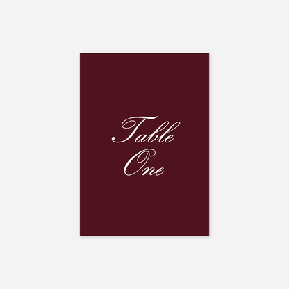 Classic wedding table number wedding stationery in Burgundy — Just Hitched
