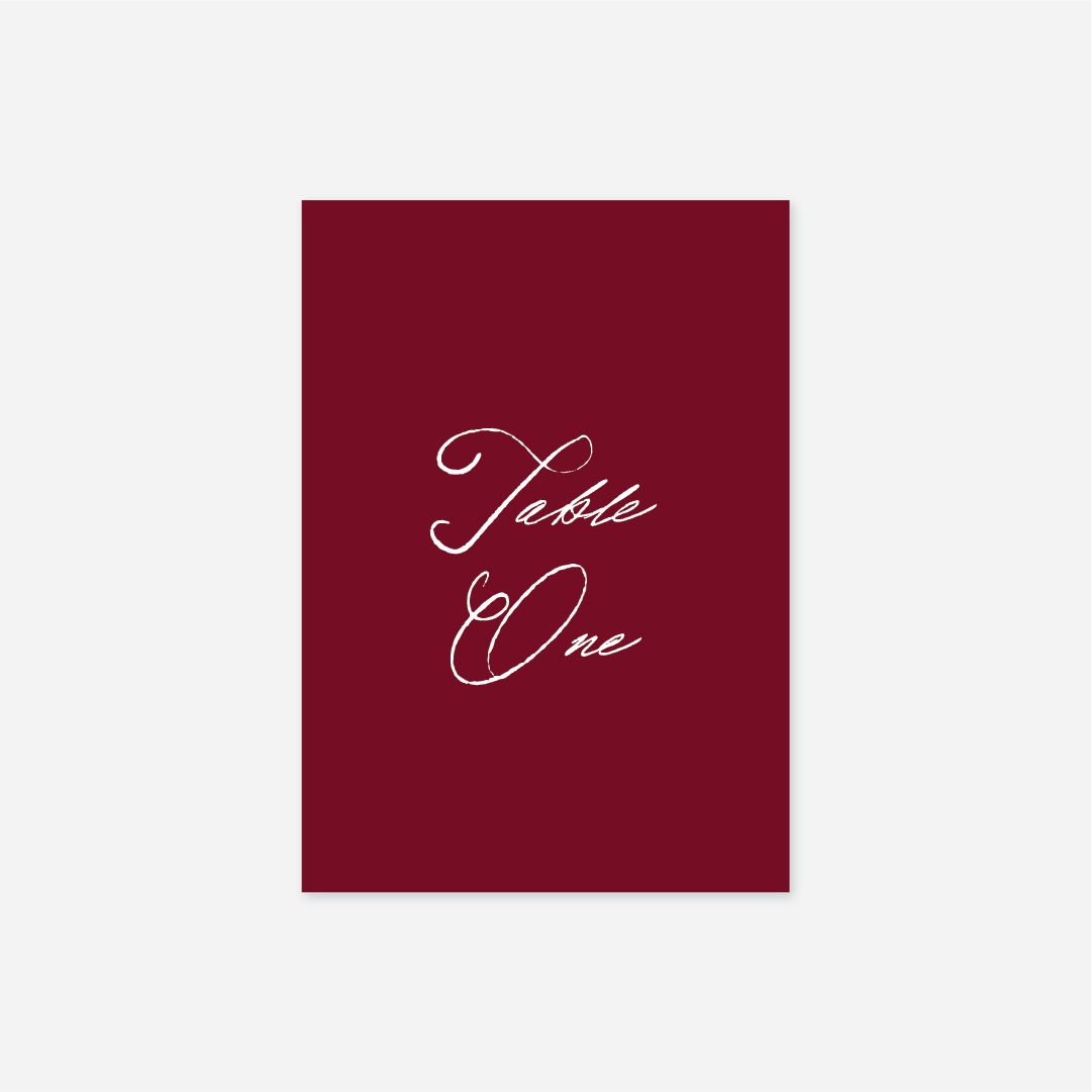 Elegance wedding table number wedding stationery in Cherry — Just Hitched