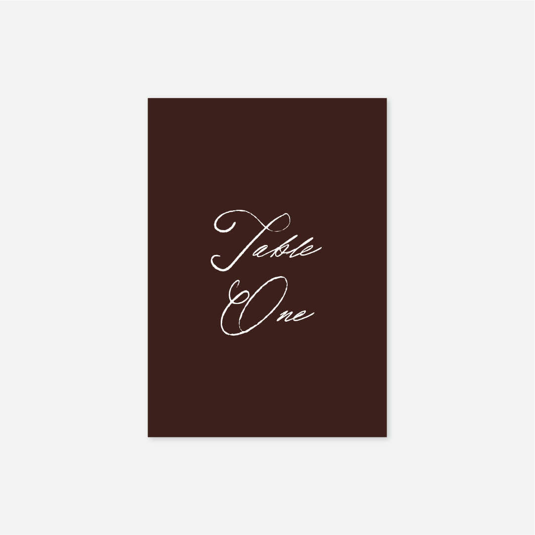 Elegance wedding table number wedding stationery in Chocolate — Just Hitched