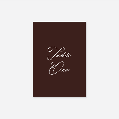 Elegance wedding table number wedding stationery in Chocolate — Just Hitched